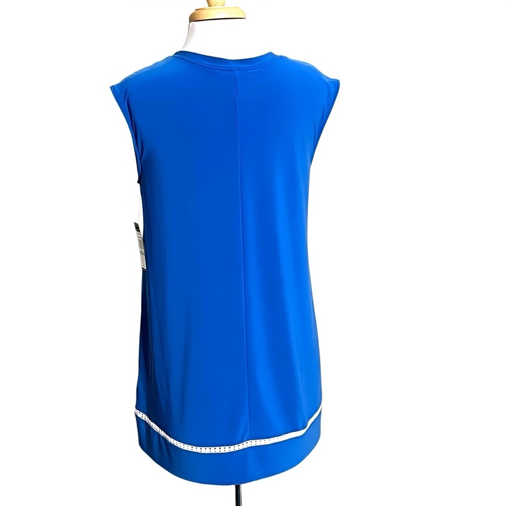 Chaus New York Royal Blue High Low Tunic Sleeveless Tank Top Scoop Neck Large - Picture 6 of 13